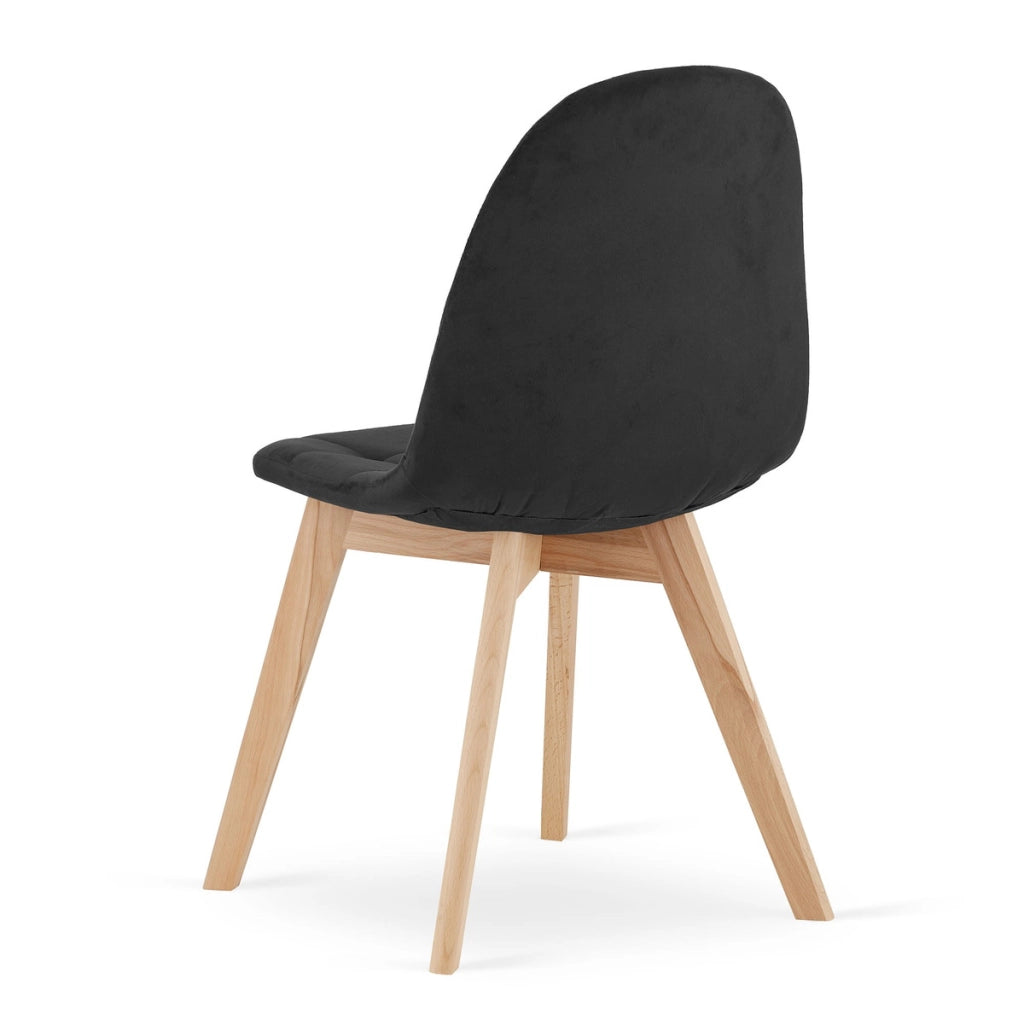 Set di 3 sedie Bora in velluto nero e legno di faggio