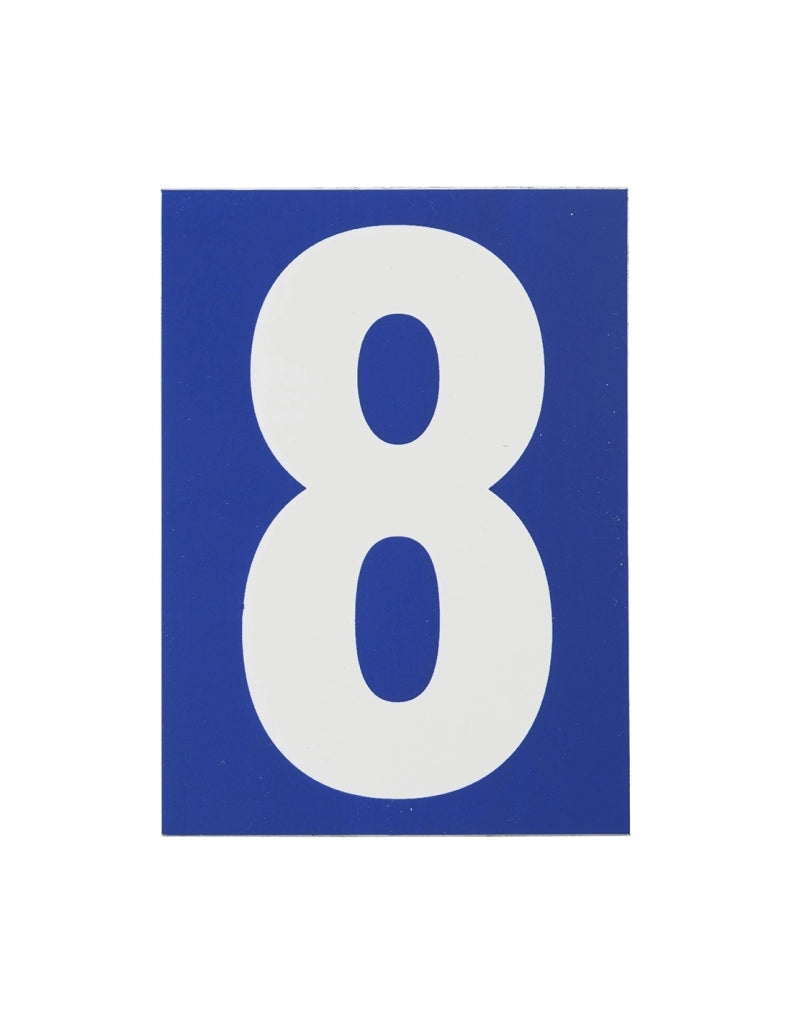 Targa adesiva numero civico  8 - 65X90mm - blu, pannello adesivo in pvc, finitura mat - THIRARD