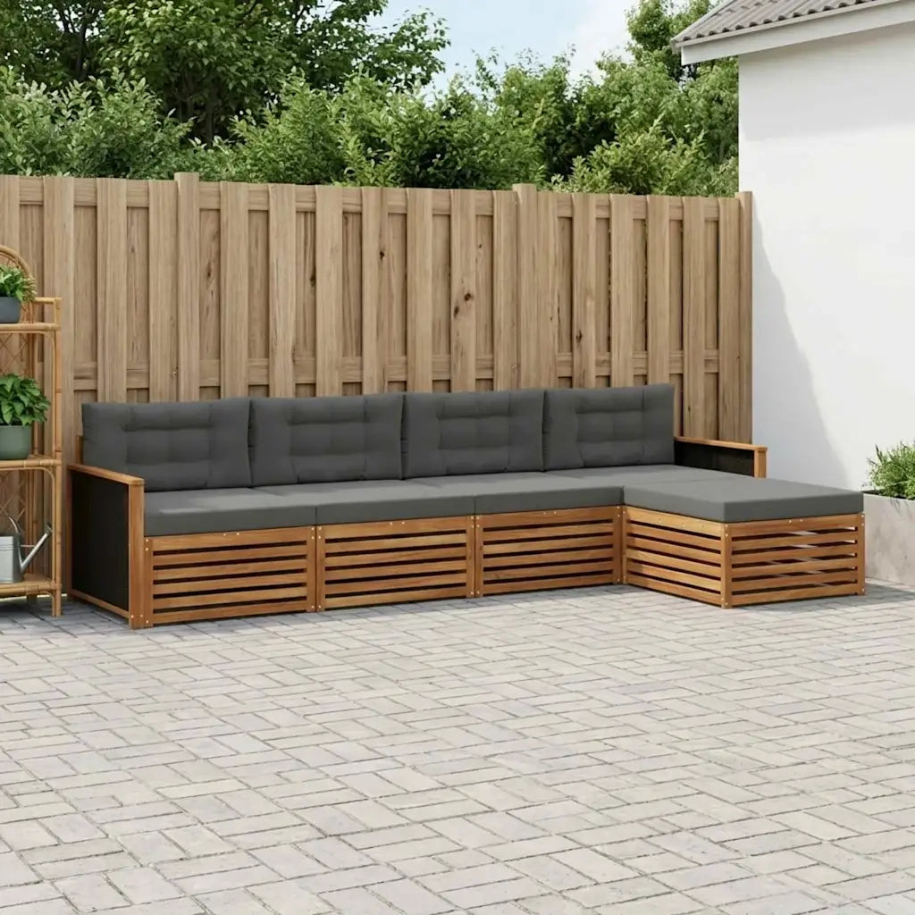 Set di divani da esterno 5 pcs Naturale e Antracite Poliestere 3383225
