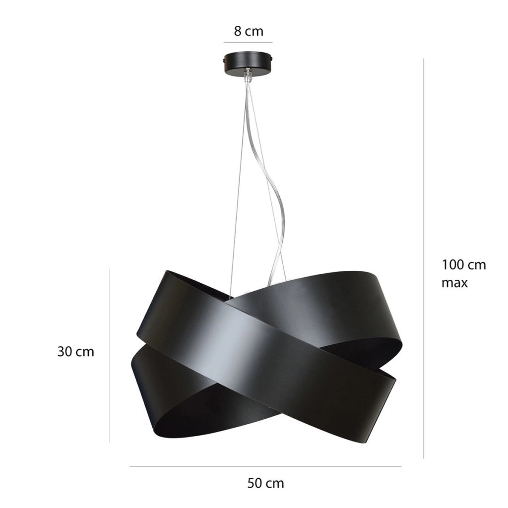 Lampada a sospensione Vieno in acciaio nero opaco