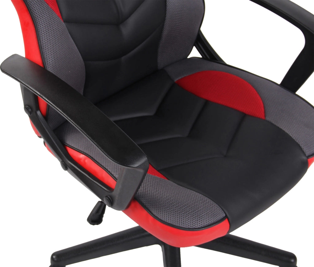 Sedia da ufficio ergonomica Glendale in similpelle nero/rosso