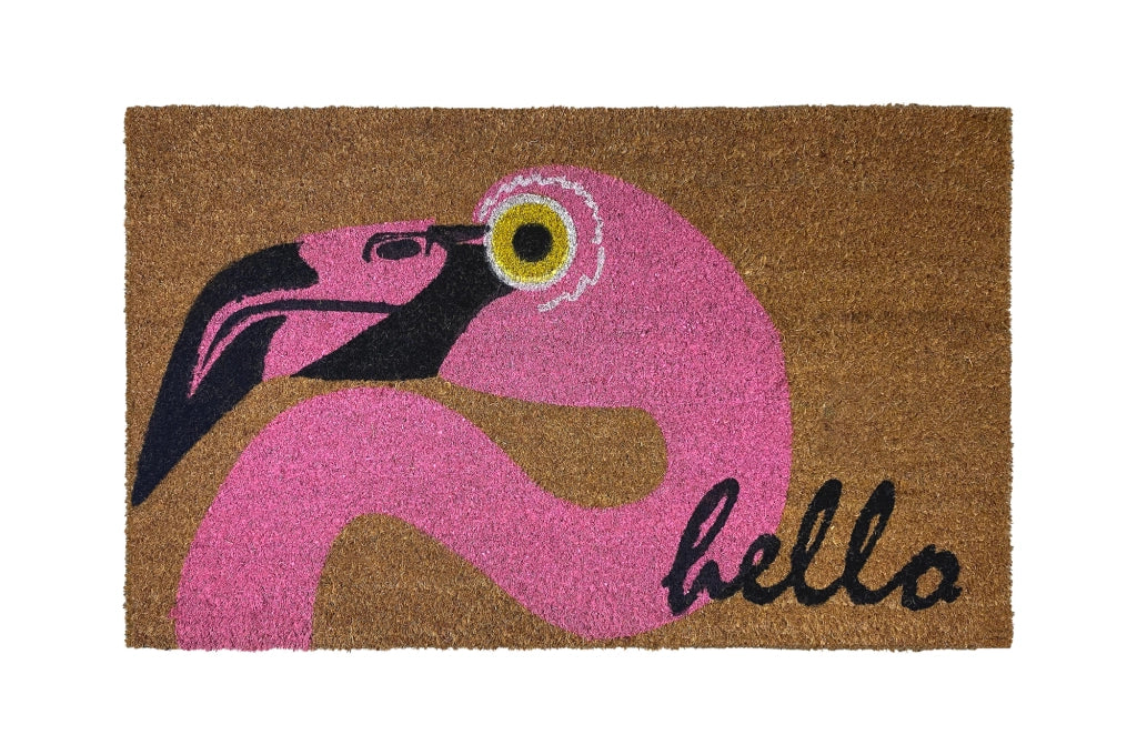 Zerbino Ingresso Casa In Fibra Di Cocco Con Base In Pvc  Flamingo