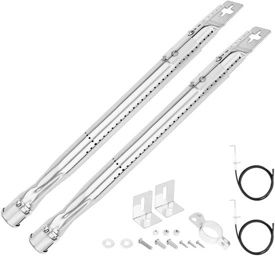 Accessori per barbecue universali in acciaio inossidabile - Adatto per Charbroil/Napoleon - 2 pezzi - Regolabile da 35,5-50 cm - Diametro 25,4 mm - Bruciatore per barbecue