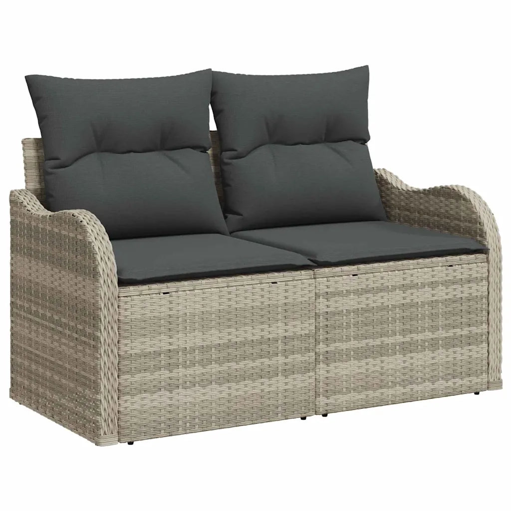 Set Divano da Giardino 9 pcs Grigio chiaro Poly Rattan