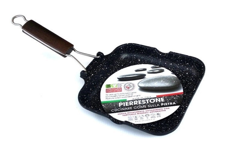 Bistecchiera Grill in Alluminio con Manico Pieghevole Pietra 26 x 26 cm Delizia
