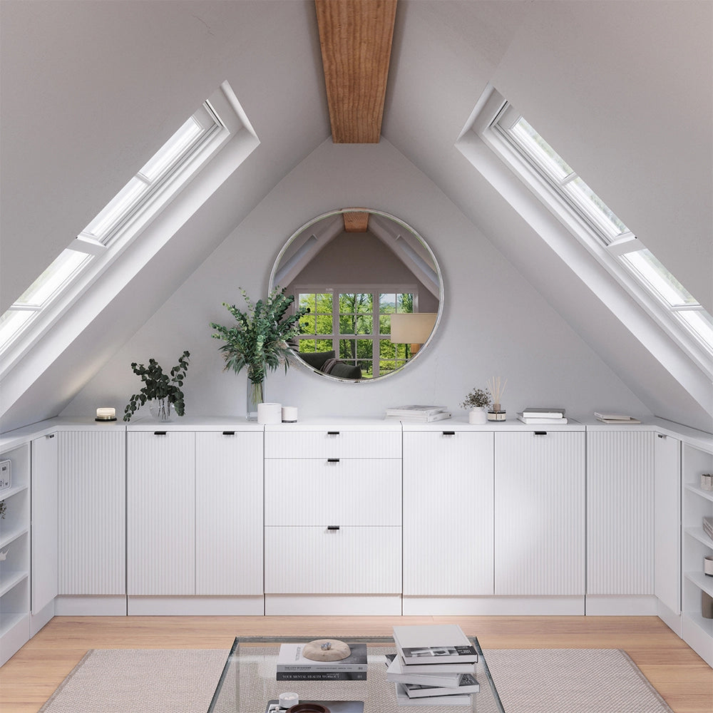 Mobile per mansarda Rion Ondulazione bianca/Bianco 60 x 83.8 cm senza inclinazione con 3 cassetti Vicco