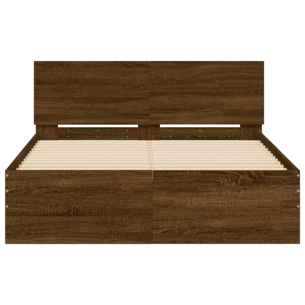 Giroletto con Testiera-Struttura Letto con testiera Rovere Marrone 135x190 cm