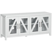 Mobile TV per televisori fino a 58 pollici con 4 ante in vetro e ripiani regolabili ¨C zephmum ¨C 130x35x60 cm bianco