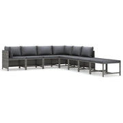 Set Divani da Giardino 8 pz | Set Salotto da Giardino con Cuscini in Polyrattan Grigio