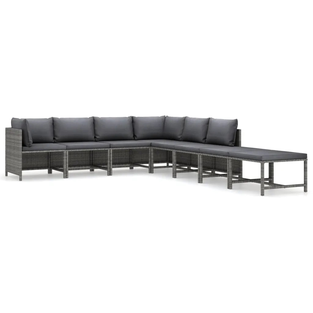 Set Divani da Giardino 8 pz | Set Salotto da Giardino con Cuscini in Polyrattan Grigio