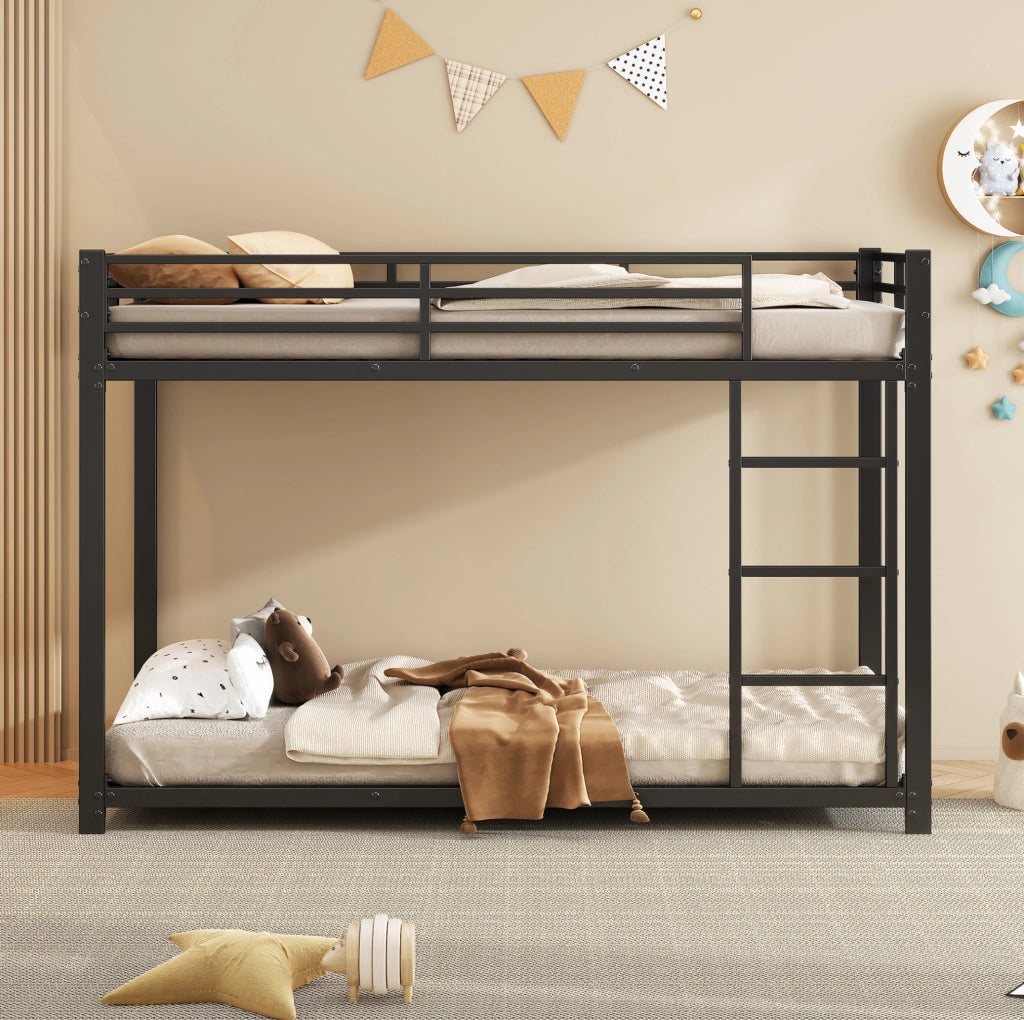 Letto a castello per bambini 90 x 200 cm in metallo nero