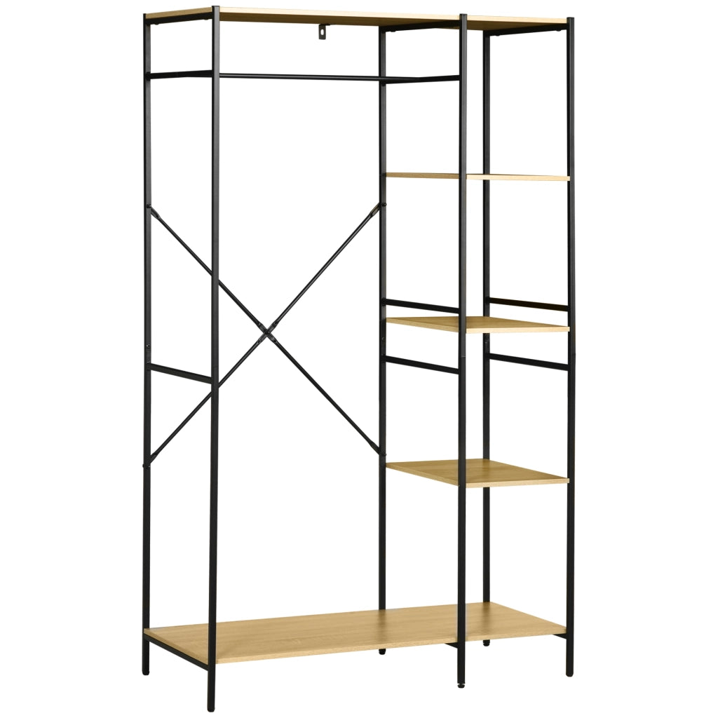 Appendiabiti con ripiani e scaffale ¨C zephmum ¨C 100x46x170,5 cm naturale