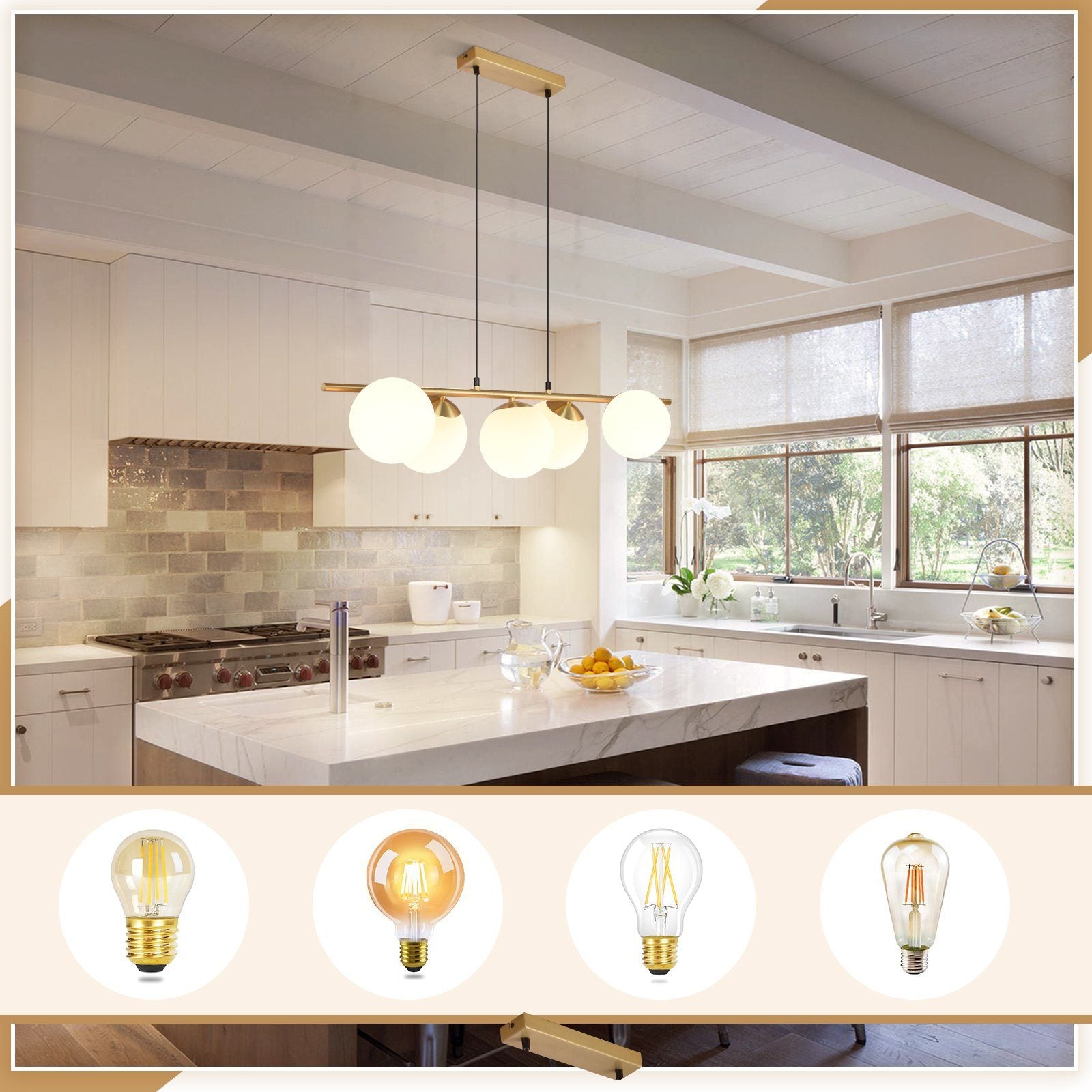 Lampada a sospensione ZMH vetro dorato diametro 90 cm altezza regolabile 150 cm E27 stile moderno