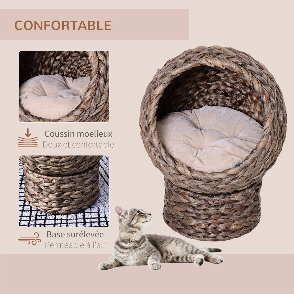 Cuccia Letto Gatto Sopraelevata ¨C Zephmum ¨C 40x37x51 cm Beige con Cuscino