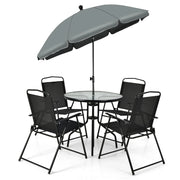 Set di 6 mobili da giardino 80 x 71 cm sedie pieghevoli ergonomiche grande ombrellone basculante in acciaio grigio 20_0021138