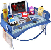 Tavolo da viaggio per bambini con seggiolino auto attività e gioco - organizzatore - seggiolino per bambini - supporto per tablet - impermeabile - ripiegabile - blu