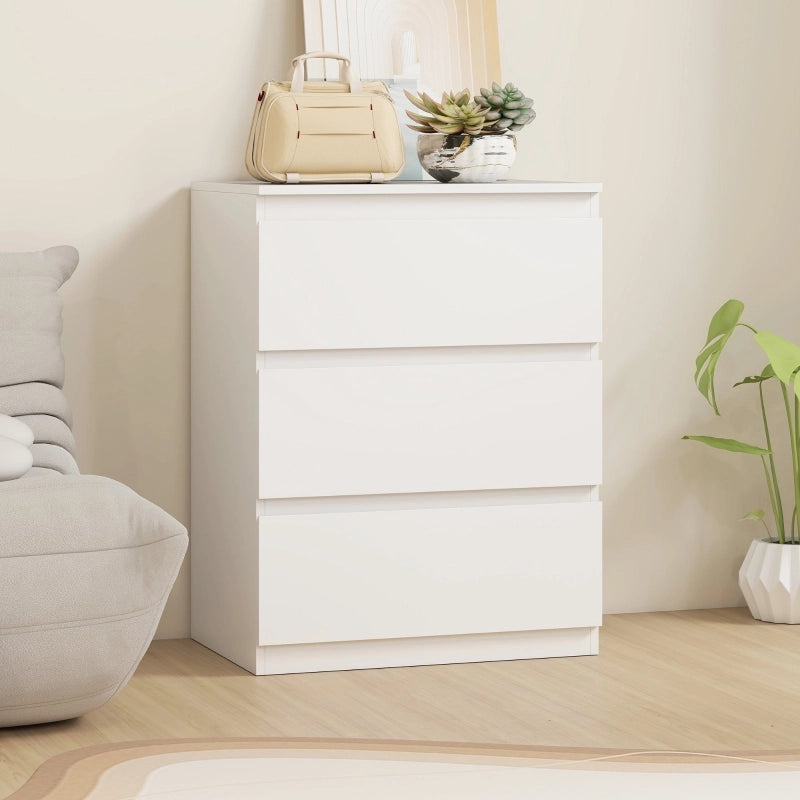 Cassettiera con 3 cassetti in truciolare FSC, con kit anti-ribaltamento, per camera da letto e ingresso, bianca