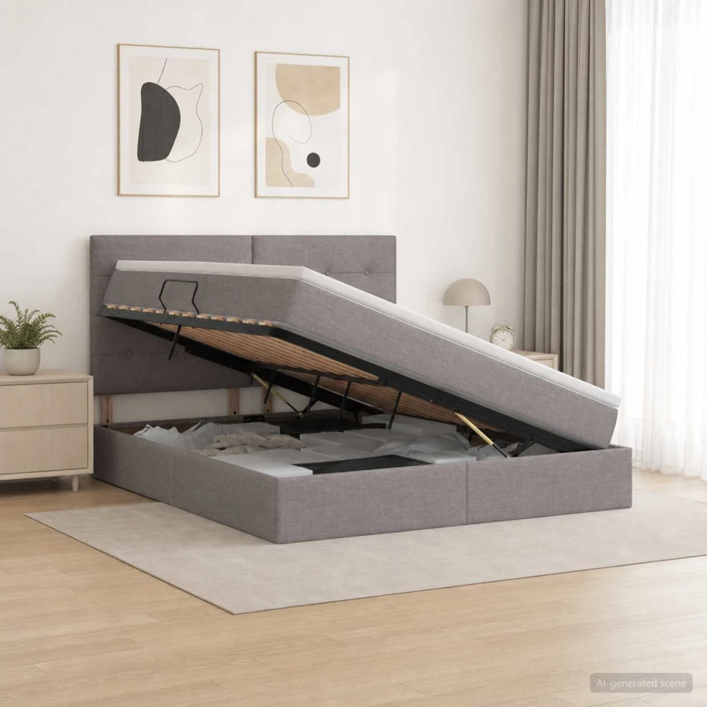 Letto con contenitore LED e materasso Tortora 160 x 200 cm 3459957