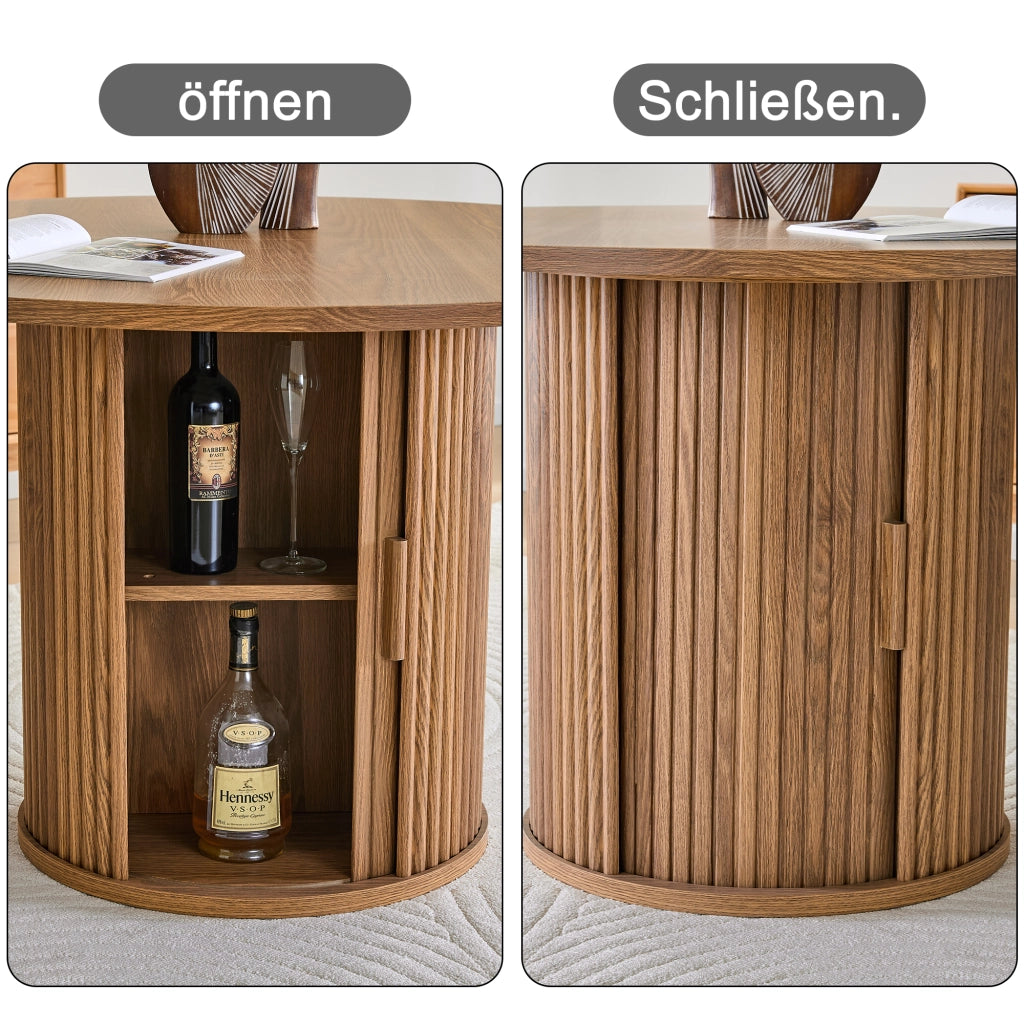 Tavolo da pranzo - rotondo - guide in legno - 2 ripiani - Ø120 cm - per 4-6 persone - stile country