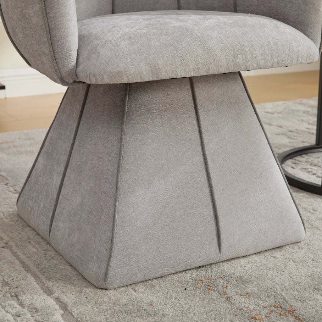 Poltrona girevole in tessuto Chenille grigio, design ergonomico con schienale alto, 1 collo