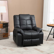 Poltrona relax elettrica con funzione massaggio, rivestimento in pelle sintetica, nera 94x99x99 cm