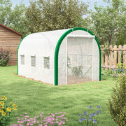 Serra tunnel in telo 358 x 210 x 210 cm con porta avvolgibile, acciaio zincato, bianco
