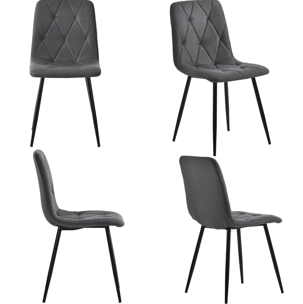 SEDIA Imbottita Set da 4 pezzi Grigio in lino e metallo