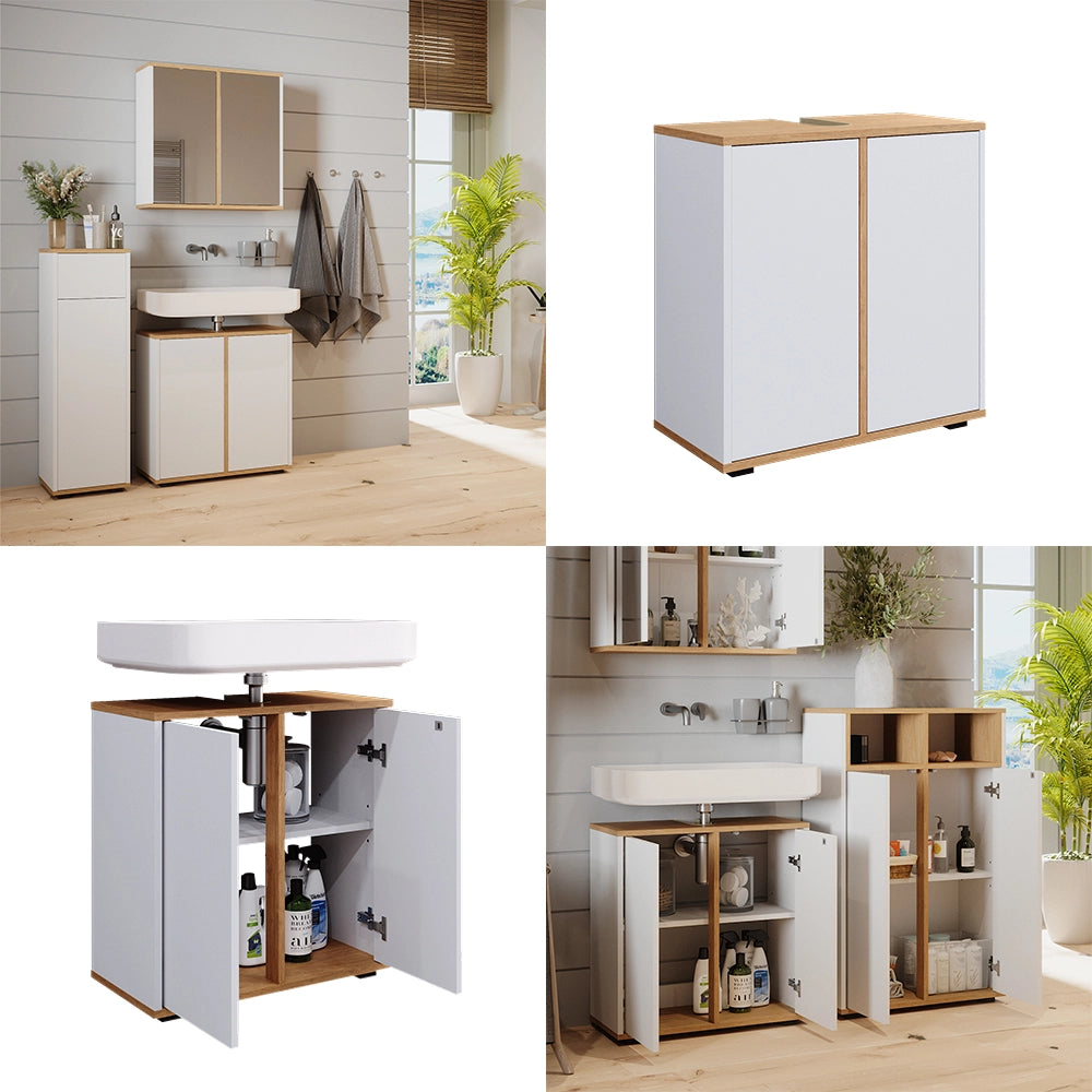 Vicco Mobile sottolavabo per bagno Bianco/Artisan 60 x 62 cm con 2 porte