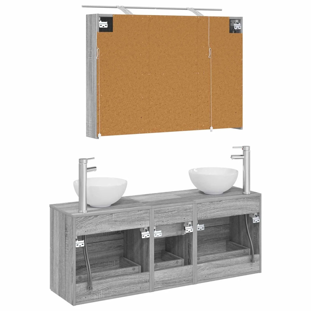 Set di mobili per il bagno 4 pcs Sonoma grigio 3406700