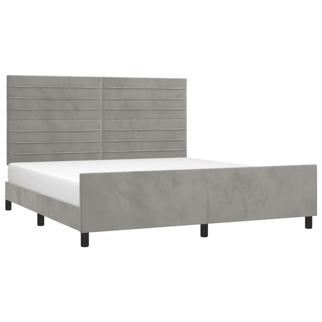 Giroletto senza Materasso Grigio Chiaro 160x200 cm Velluto 3125824