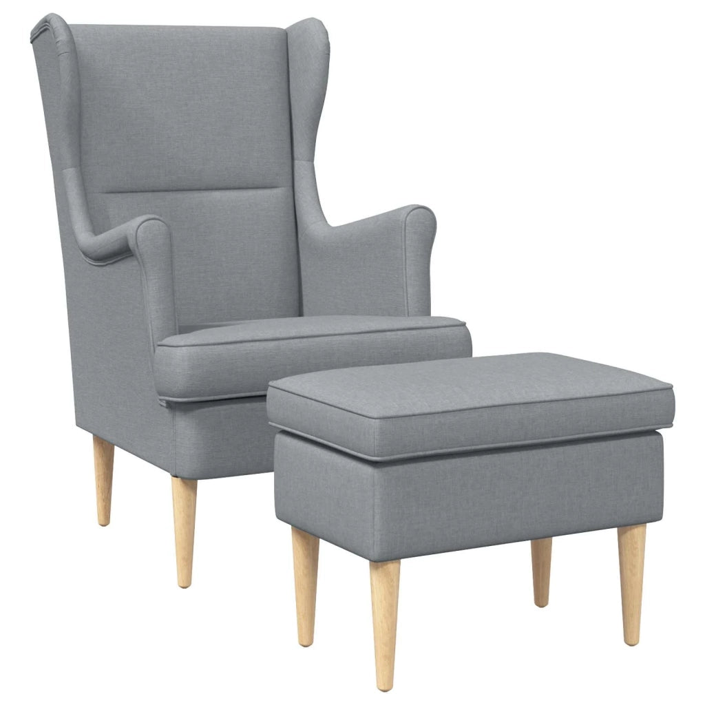 Poltrona con Ottomano 2 pz Grigio Chiaro Tessuto 3418801