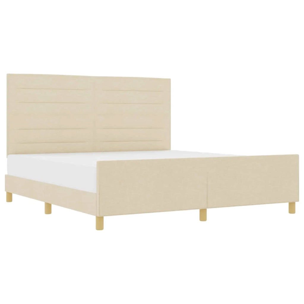 Struttura del letto con testiera Crema 180 x 200 cm Tessuto 3344674