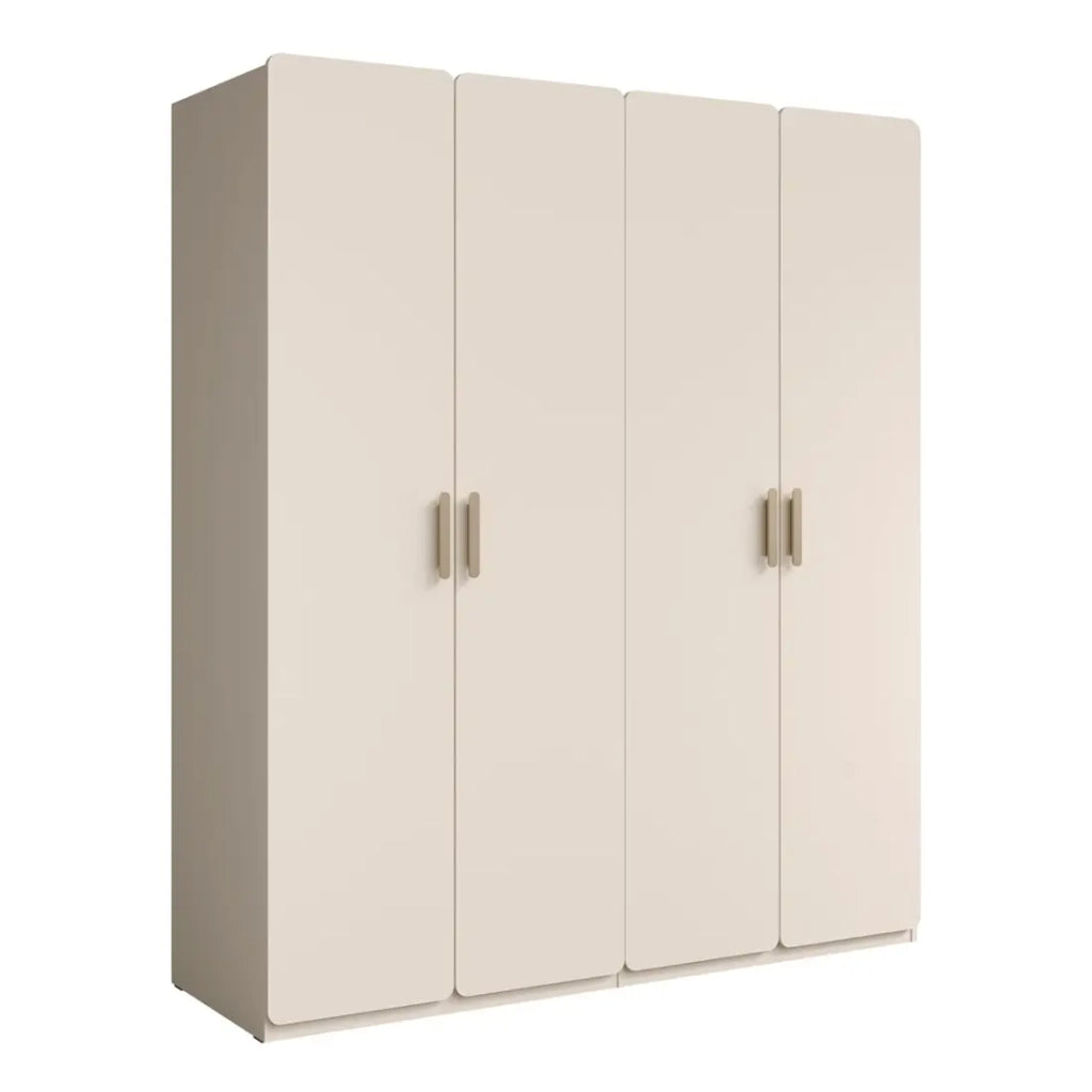 Camera completa AMALIE beige – Letto contenitore 180x200 cm, armadio, cassettiera, 2 comodini e scaffali