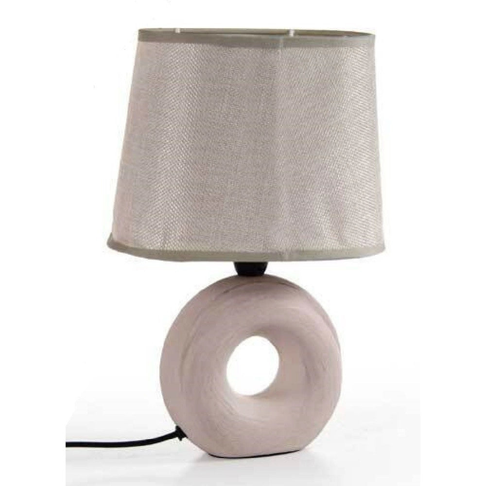 Trade Shop - Lampada Lumetto Abat Jour Ceramica Tavolo Comodino E14 60w Design 26x10cm 793820 -