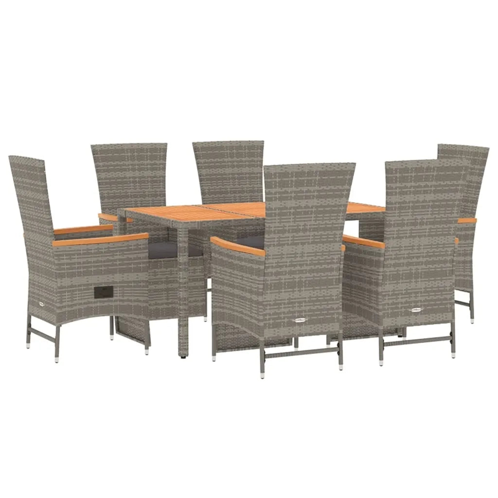 Set da Pranzo da Giardino 7 pz con Cuscini in Polyrattan Grigio 3157558