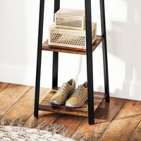 Appendiabiti da Terra 34x34x170 cm con 8 Ganci e 4 Ripiani in MDF Marrone