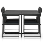Set da Pranzo da Giardino 5 pz | Set Salotto da Giardino con Cuscini in Polyrattan Nero