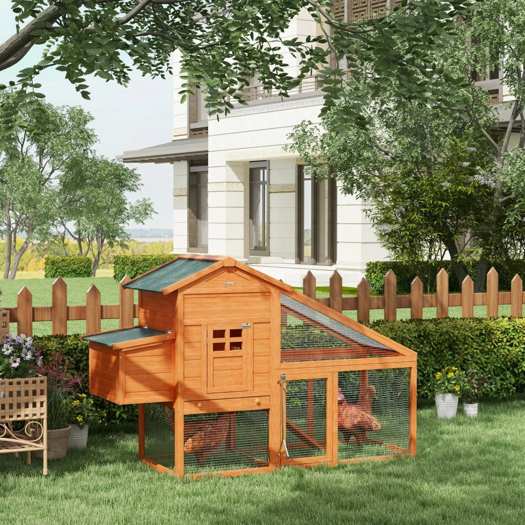 Polleria Cottage Gabbia per Galline in Legno Massello Pino ¨C zephmum ¨C 179x67x115 cm Arancione