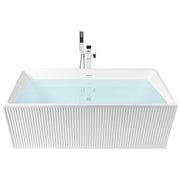 Vasca da bagno rettangolare moderna indipendente 170 x 80 cm Acrilico Finitura scanalata Bagno Bianco opaco