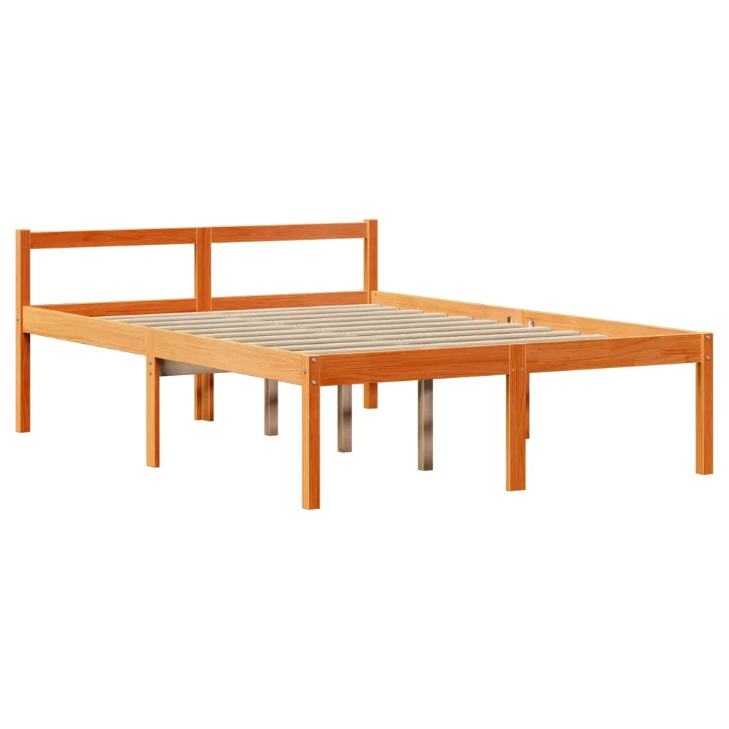 Giroletto con Testiera Marrone Cera 135x190 cm Massello Pino