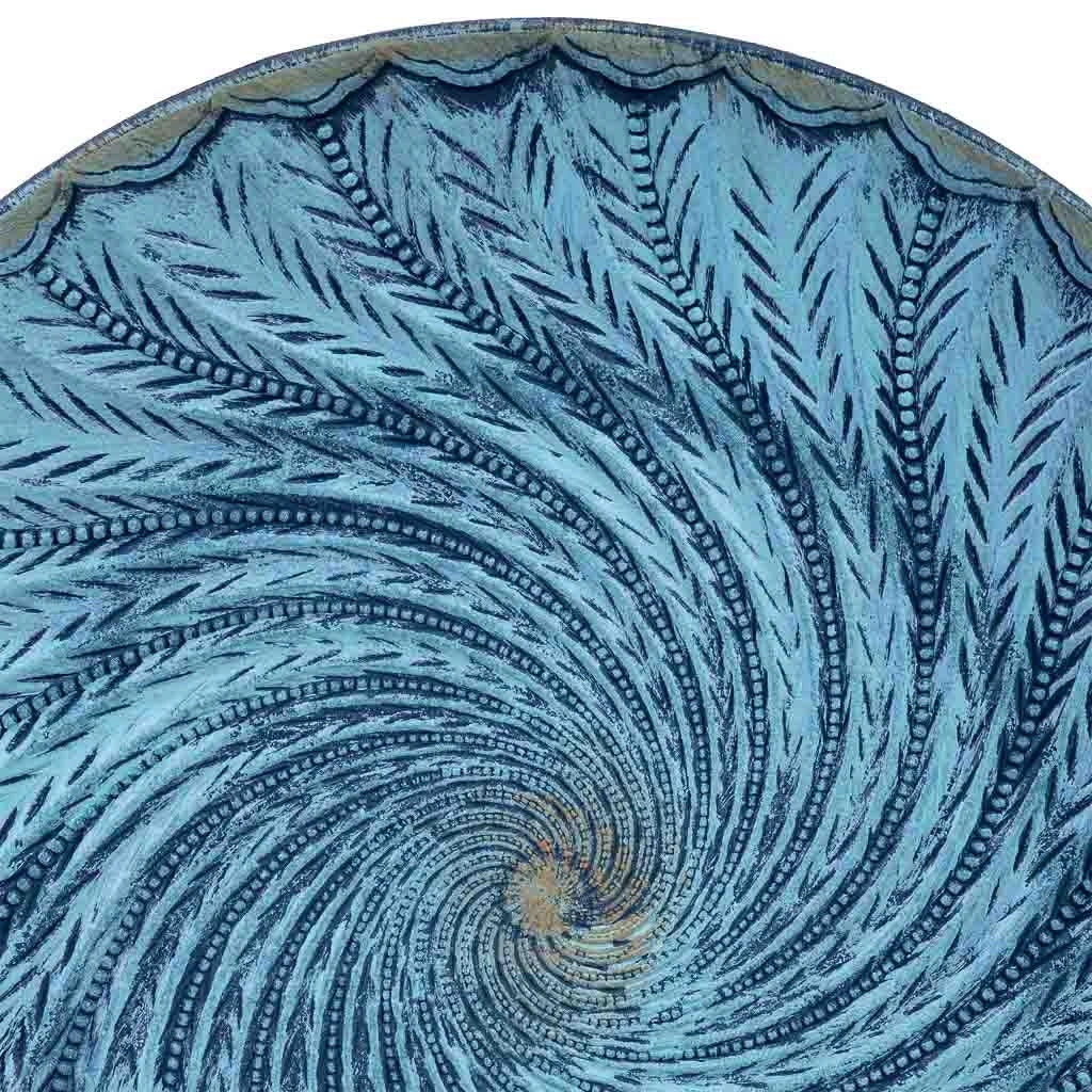 Vassoio decorativo in legno blu, 40x40x4h cm