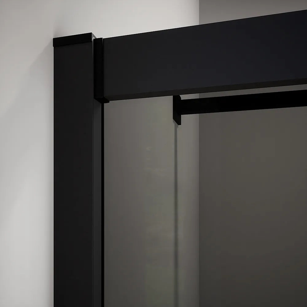 Box doccia 80x80 cm angolare scorrevole profili nero opaco vetro 6mm fumè h185 | Tonga