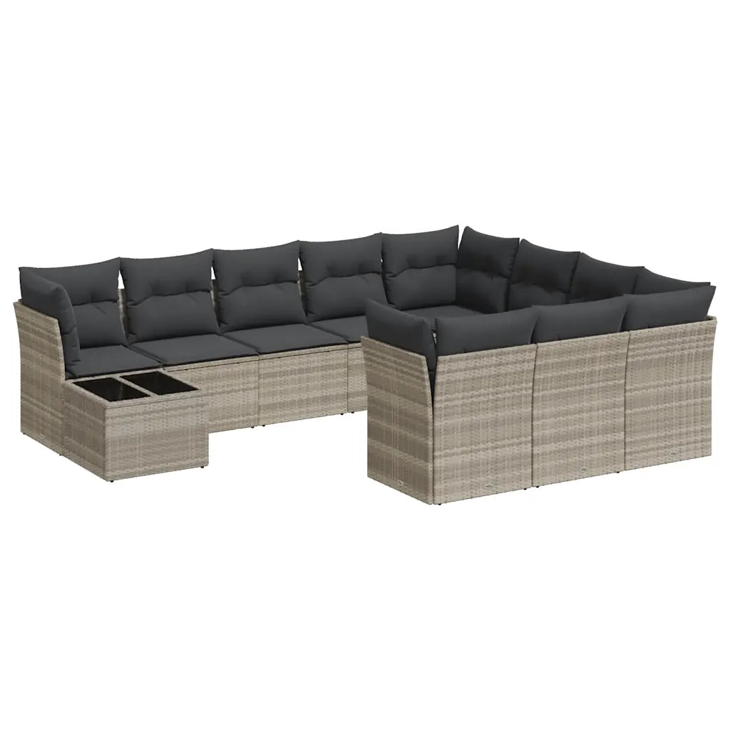Set Divani da Giardino 11 pz con Cuscini in Polyrattan Grigio 3250101
