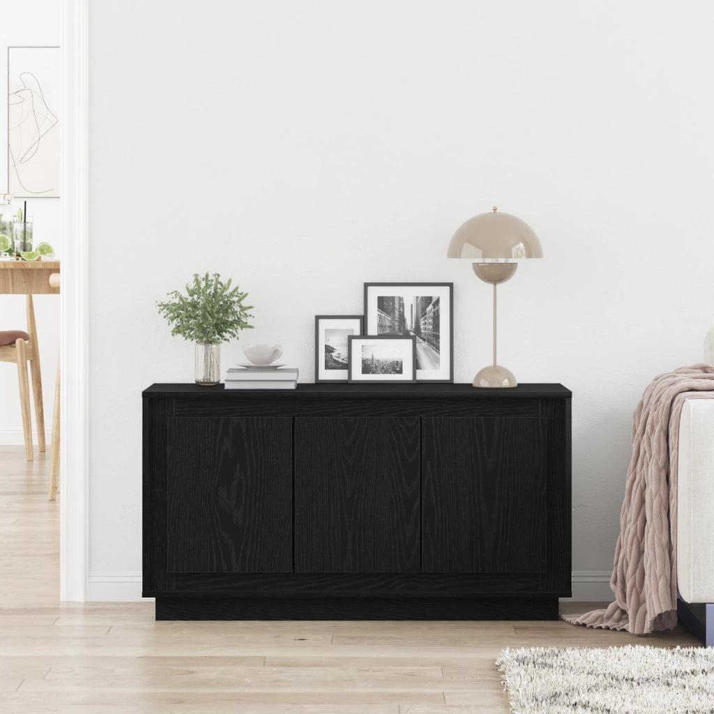 Sideboard Nero Rovere 102x35x55 cm Legno ingegnerizzato