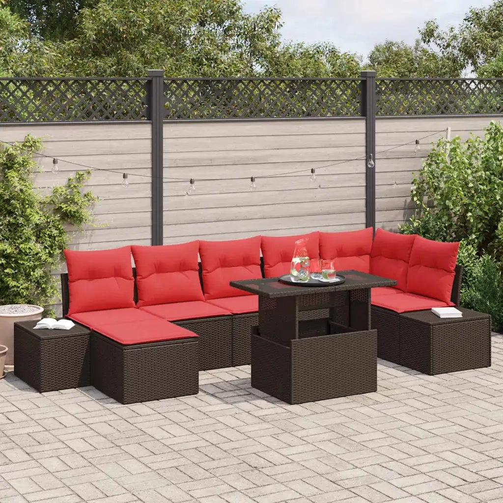 Set Divano da Giardino 8 pz Marrone polyrattan 3357967