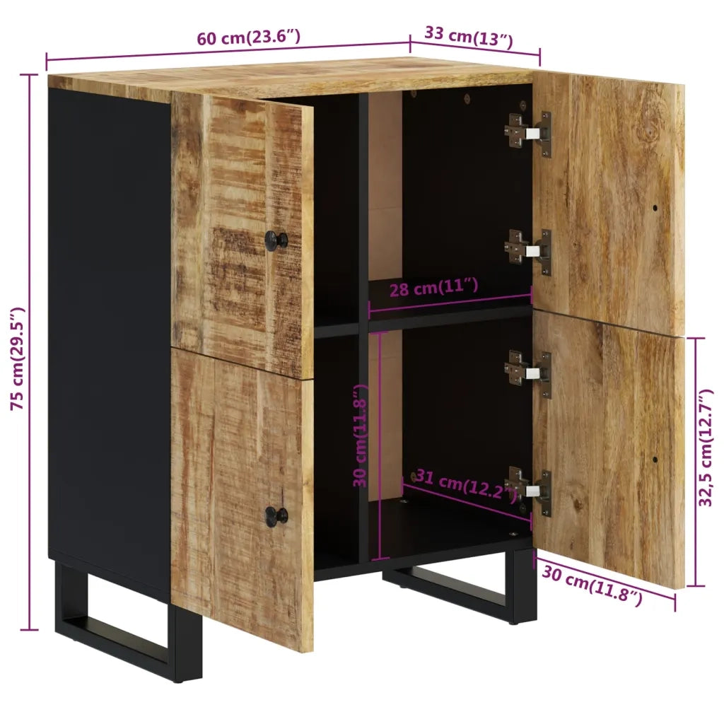 Credenza con 4 Ante 60x33x75 cm in Legno Massello di Mango 352917