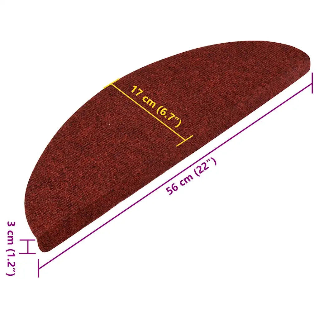 vidaXL Tappeti Adesivi per Scale 15 pz 56x17x3 cm Rossi