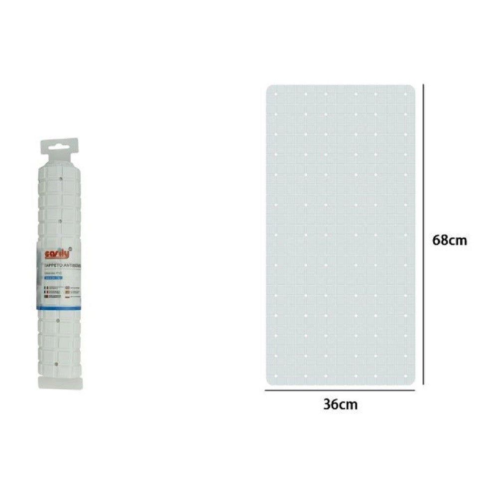 Trade Shop - Tappeto Tappetino In Pvc Antiscivolo Vasca Da Bagno Doccia 68x36 Cm 79750 Bianco -