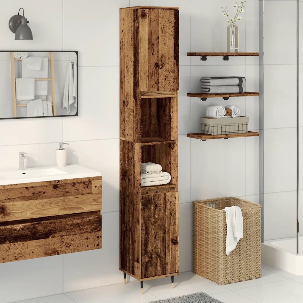 vidaXL Armadietto Bagno Legno Antico 30x30x190 cm in Legno Multistrato