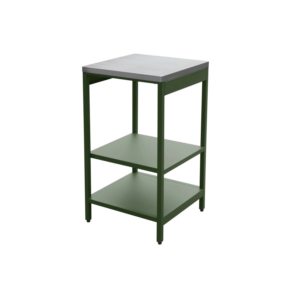 Mobile da esterno in acciaio con 2 ripiani, 49cm, verde